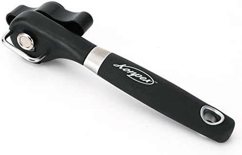 KonpexTM Premium Quality Handheld Safety Can Opener , Ergonomic Super Grip Rubber Handle & Sturdy Turn Wheel - Produces Lids with Smooth Edges for Safe, Quick & Easy Can Opening