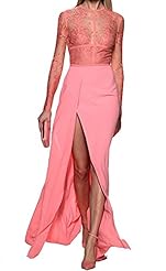 Sexy Mesh Slit Lace Spandex Cocktail Floral Print Club Dress/Party Dress/Maxi Dress 