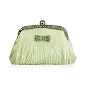 Ruched Satin Evening Clutch Bag White Ivory