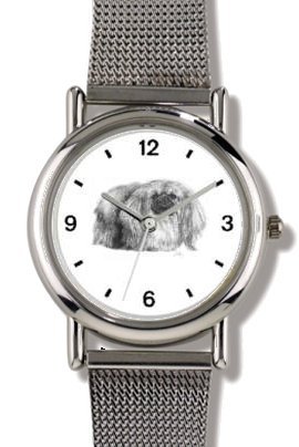 PEKINGESE DOG (MS) - WATCHBUDDY® ELITE Chrome-Plated Metal Alloy Watch with Metal Mesh Strap - Large Size (Men's or Jumbo Women's Size)