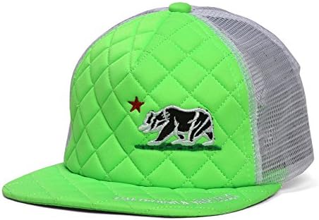California Republic Bear Quilted Neon Green/White Trucker Hat