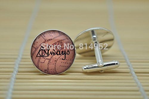 Pretty Lee Harry Potter Jewelry Cufflinks Deathly Hallows Always On Marauders Map Cufflinks In Silver Glass Cabochon Cuff Linksc0146