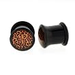 Black Acrylic Single Flare Plug - Brown Leopard Logo - 00g - Sold as a Pair