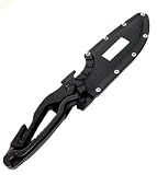 Survival Messer Multifunktions Tool mit Zange, Gurtschneider, Flascenöffner, Schraubendreher und anderem in modernen Design Schwarz
