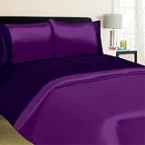 Chelsea Satin Complete Duvet Cover Set, Aubergine/Purple, King