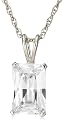 Platinum Overlay Sterling Silver 12 x 8 mm Emerald-Cut Cubic Zirconia Pendant
