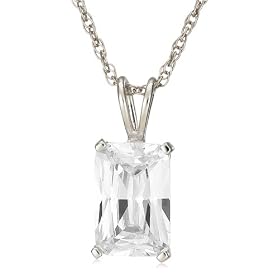 Buy Platinum Overlay Sterling Silver 12 x 8 mm Emerald-Cut Cubic Zirconia Pendant by Amazon.com Collection