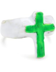 My Enemy "Its The End Of World As We Know It, and I Feel Fine" The Cross White Enamel with Green Accent Ring
