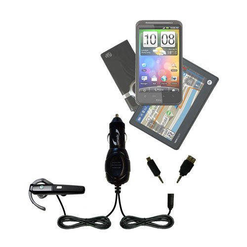 Double Car Charger with tips including a tip for the Sony Ericsson Bluetooth Headset HBH-610 - uses Gomadic TipExchange Technology