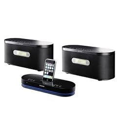 Sony AIR SA 20 PK Wireless Audiosystem (UKW-/MW-Tuner, Dockingstation, 2x Kabellose Lautsprecher) für Apple iPod