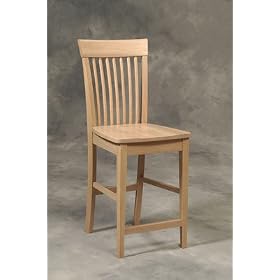 Medium Oak Mission Style Bar Stool 