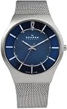 Skagen Watches: Skagen Denmark Mens Watch Blue on Silver Mesh #833XLSSN1