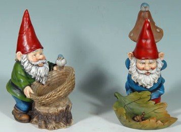 Pair Whimsical Garden Gnome Bird Feeders