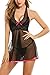 Avidlove Sexy Lingerie for Women Babydoll Set Halter Chemises Black XL
