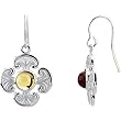 14K White Gold Citrine Ornate Cross Earrings
