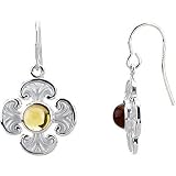 14K White Gold Citrine Ornate Cross Earrings