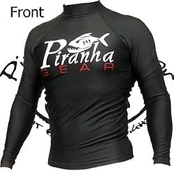 Grappling Rash Guard - Piranha Gear - Long Sleeve (Black)