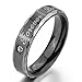 Men,Women's Wide 4mm 5mm Stainless Steel Band Ring CZ Black Silver Tone Blue Valentine Love Couple Wedding Engagement Promise