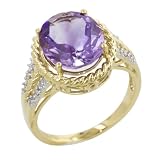 10k Yellow Gold Amethyst Ring w/ Diamond Accent