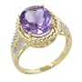 10k Yellow Gold Amethyst Ring with Diamond-Accent, Size 7