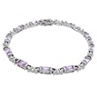 Sterling Silver Rhodium Plated Emerald Cut Fashion Bracelet, Lavender