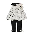 Rare Editions Baby 3M-9M 2-Piece IVORY BLACK FLOCK DOT MESH OVERLAY BUBBLE TOP LEGGINGS Special Occasion Party Dress/Outfit Set