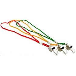 3 Whistles with Lanyard Sports Coach Personal Security