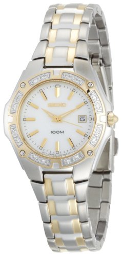 Seiko Women's SXDB52 Diamond Bezel Two-Tone Mother of Pearl Dial Dress Watch