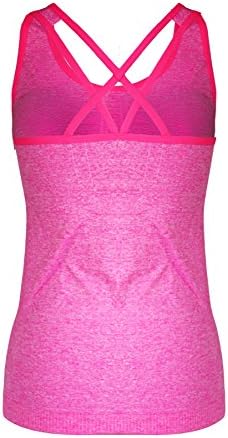 Sealess Padded Active Fitness Yoga Straps Tank Top (Large US SIZE 8~10, Pink)