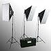 ePhoto VL9004S3 2400 Watt Photo Studio Softbox Kit with Carrying Case with 3 Lightstands with 16x24-Inches Softboxes and 12 45W 5500k Bulbs