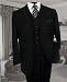 MENS NICE 3PC 3 BUTTON SOLID COLOR BLACK MENS SUIT WITH A VEST BY: TESSORI UOMO. SUPER 150'S EXTRA FINE ITALIAN WOOL SUITS