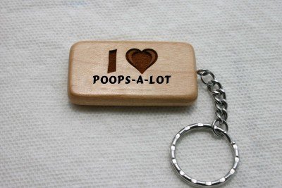 I Love Poops-a-lot Wooden Keychain