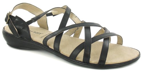 Ever So Soft “Rylee” Ladies Multi Starp Comfort Flexi Sandal Shoes – Black – 5 UK