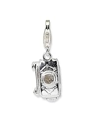 Sterling Silver 3-D Polished Movable Camera w/Lobster Claw Clasp Clasp Charm