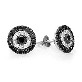 41u4XiS6QWL. SL160  Sterling Silver Black & White Round Cut Diamond Stud Earrings (G H color, I1 I2 clarity, 1.15 Carat)