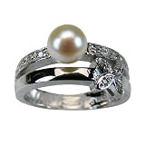 Cubic Zirconia Silver Butterfly Cultured Pearl Ring