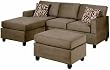 Bobkona Manhattan Reversible Microfiber 3-Piece Sectional Sofa Set, Saddle