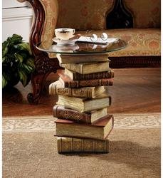 Power of Books Sculptural Glass-Topped S...