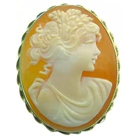 Romantica, Cameo Pin Pendant, Italian, Master Carved, 14k Yellow Gold Framed,... by cameos