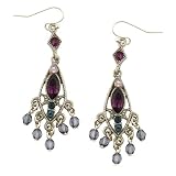 Summer Violets Beaded Almond Drop Earrings