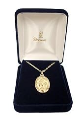 Gold Religious Miraculous Virgin Mary Pendant Necklace 18"