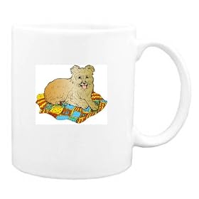 Mug with dog, panting, blanket, lying, pet by Shopzeus