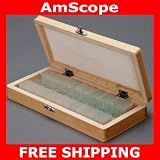 50 PC Prepared Microscope Glass Slides with Wooden Case