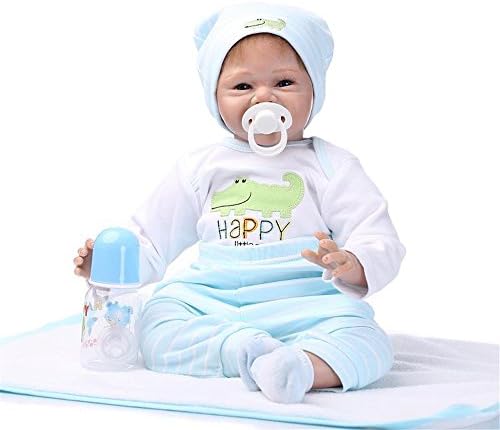 Reborn Baby Doll OMISS Vinyl Silicone 22inch Lovely Lifelike Cute Baby Boy Girl Toy Gift Set for Age 3+