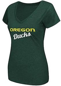 Ladies Oregon Ducks Green Tabloid V-Neck Tee Shirt by Colosseum (M=6-8)