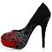 Show Story Womens Abstract Lines Print Stiletto Platform High Heel Pumps,LF30435