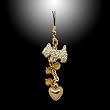 Rhinestone Doggy Phone Charm with Dangling Heart