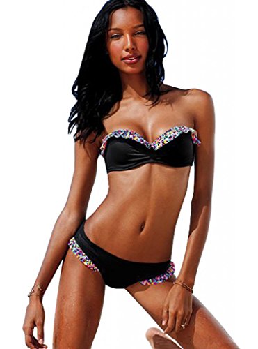 Aileen88 Women Sexy 2PCS Falbala Bikini Set Swimwear Swimsuit Bathing Suit