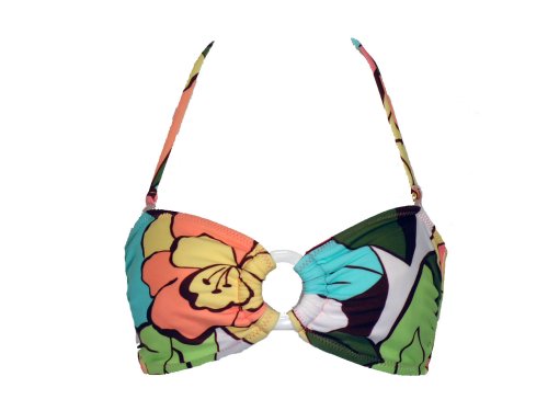 Split Multicolored Floral Bandeau Top W/ring (Large)