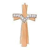 14K Rose Gold Diamond Cross Pendant